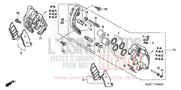 FRONT BRAKE CALIPER for Hornet S BLACK (NH1) from 2002